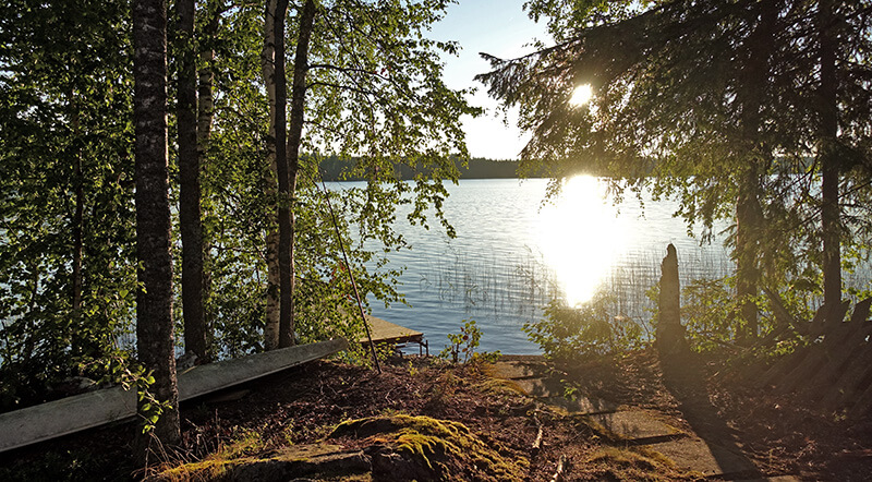 View of Finnish lake on a summer day