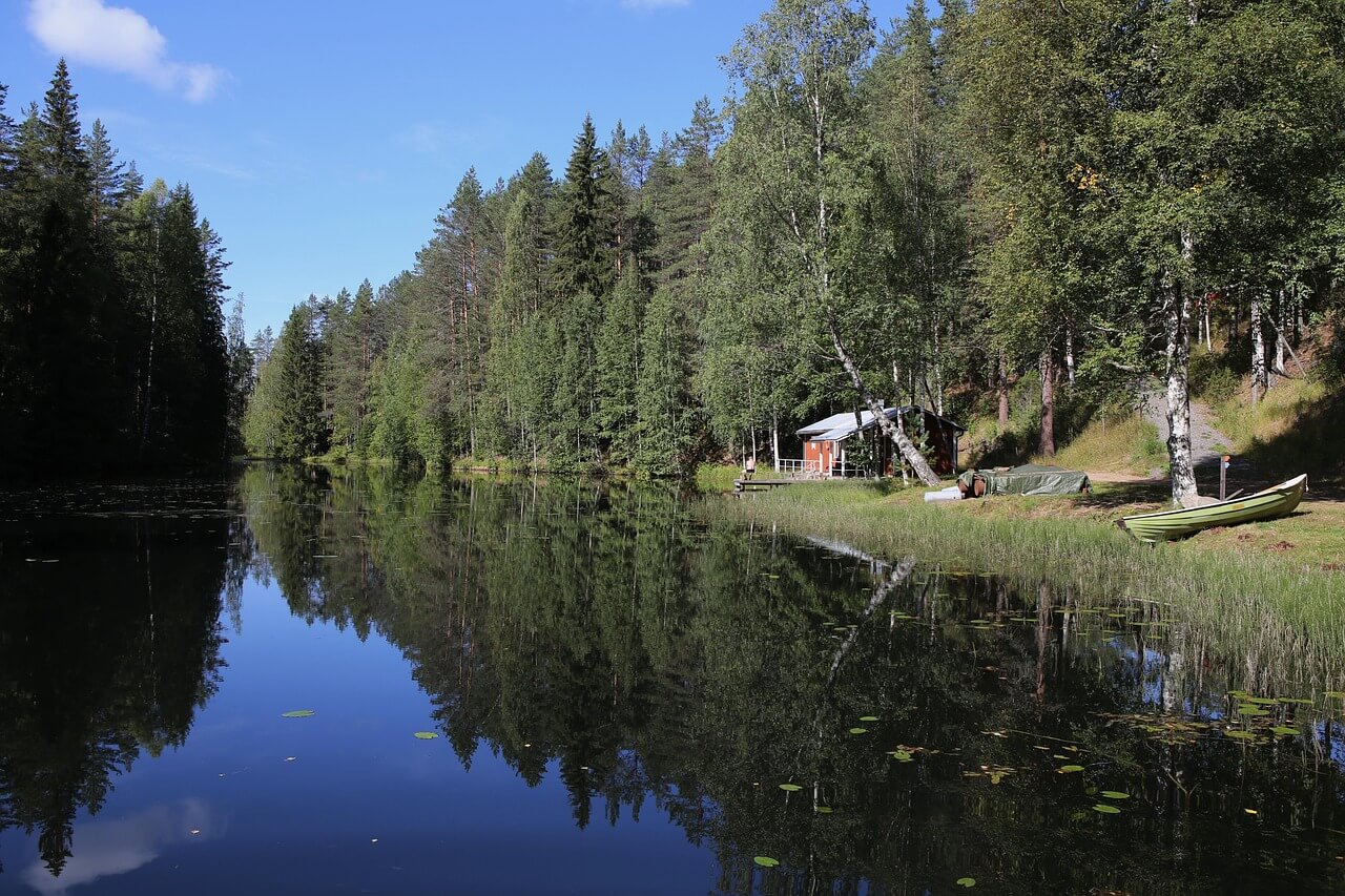 Sauna on a lake in Finland